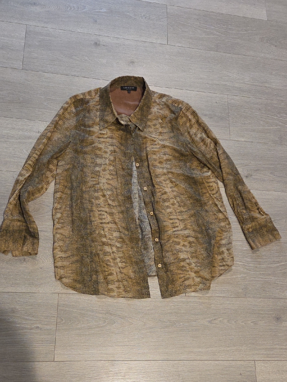 Lafayette 148 Silk Blend Button Up Shirt